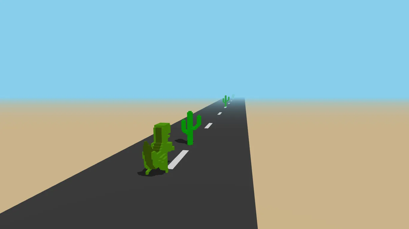 A blurred screenshot of the 3D Dinosaur Runner Game